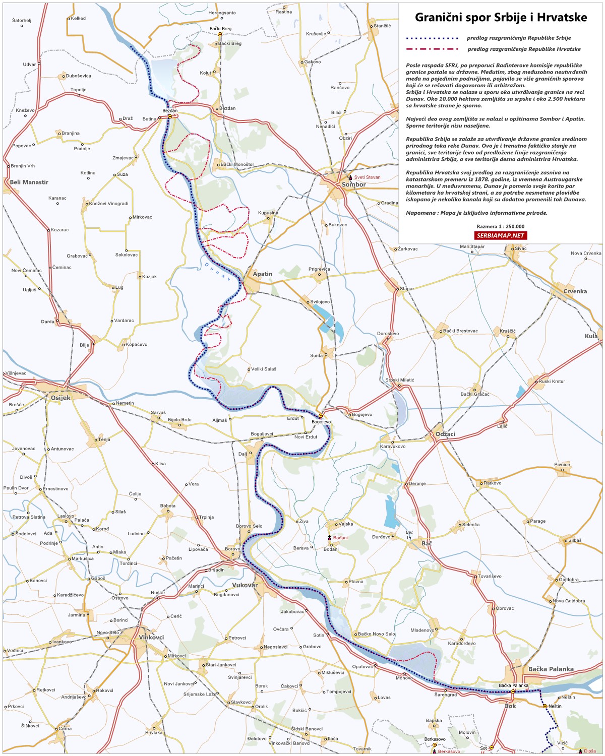 mapa srbije i hrvatske Serbiamap.Net: Granični spor Srbije i Hrvatske na reci Dunav mapa srbije i hrvatske