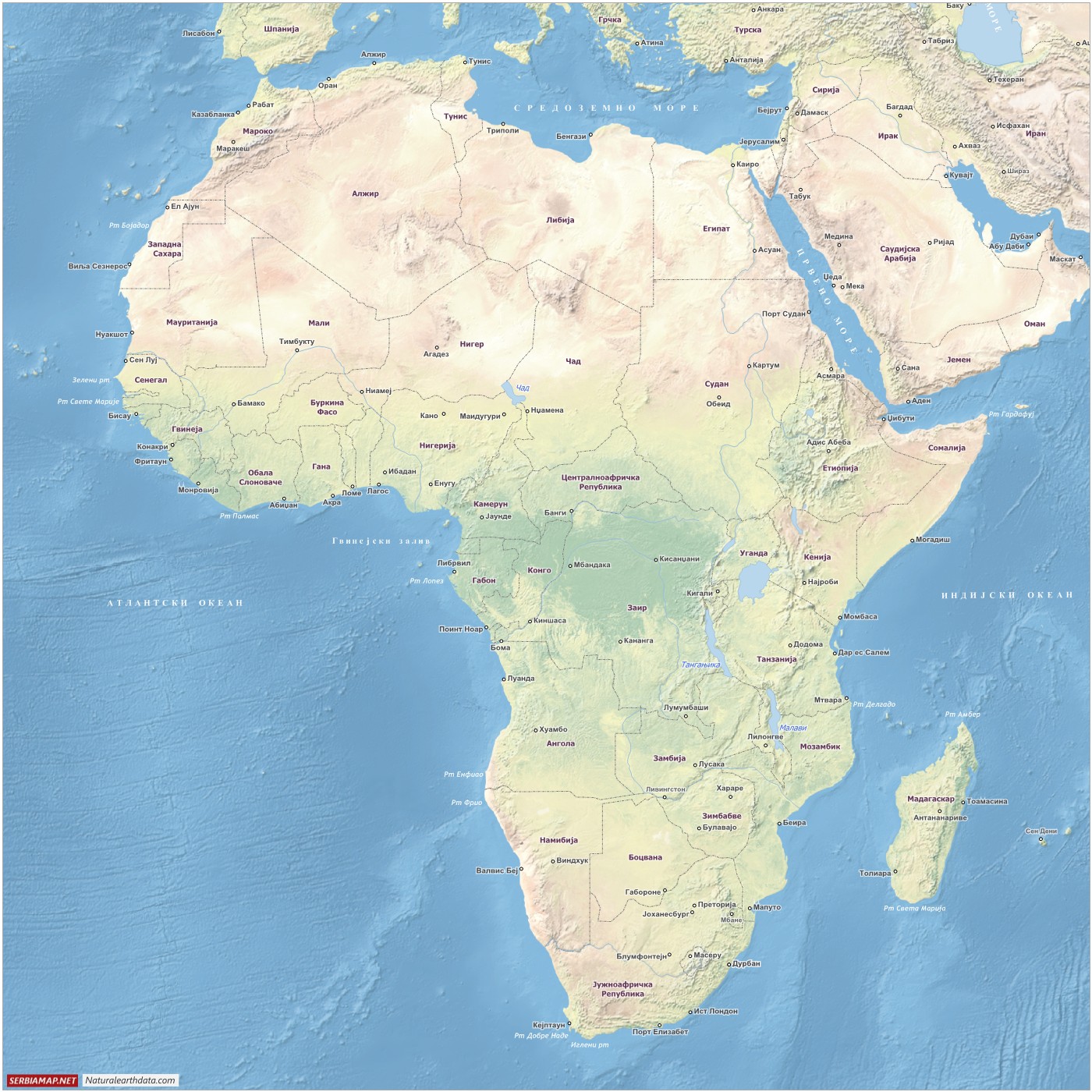 Map of Africa (Cyrillic)