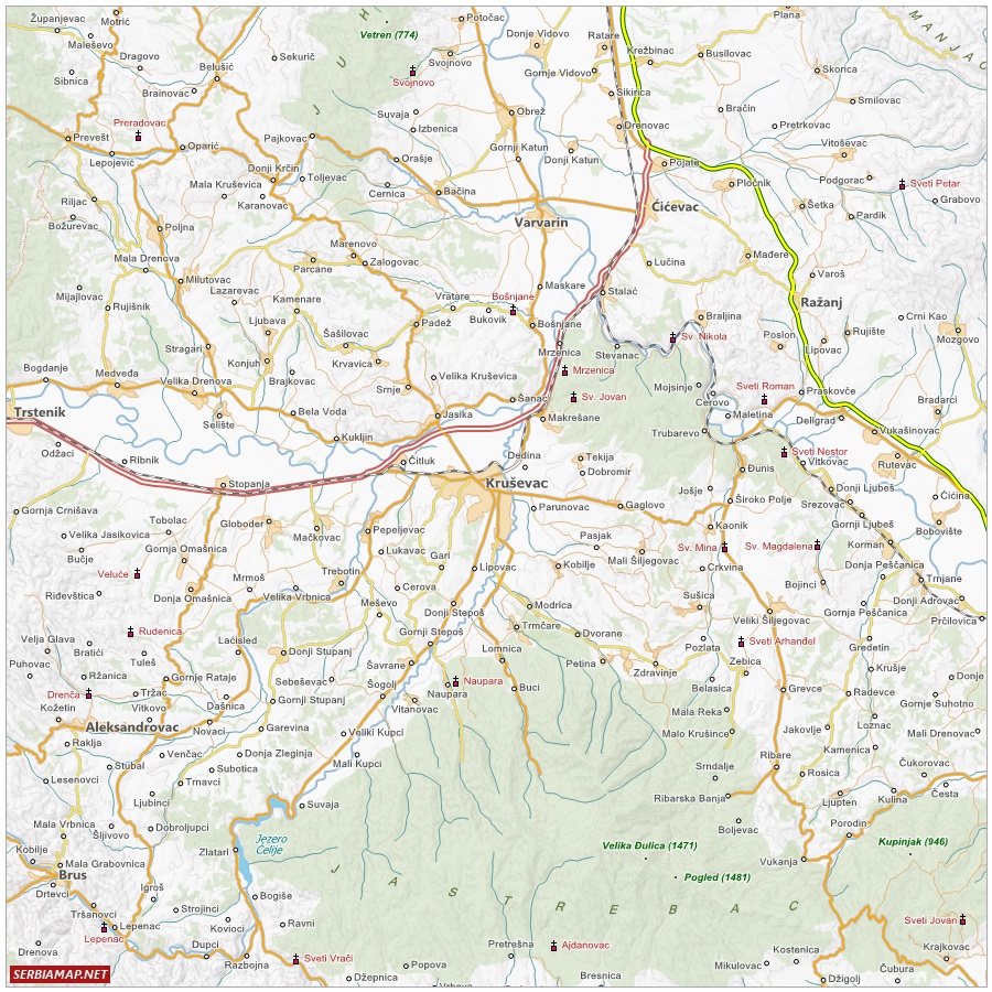 mapa krusevca Serbiamap.Net: Mapa Kruševca mapa krusevca