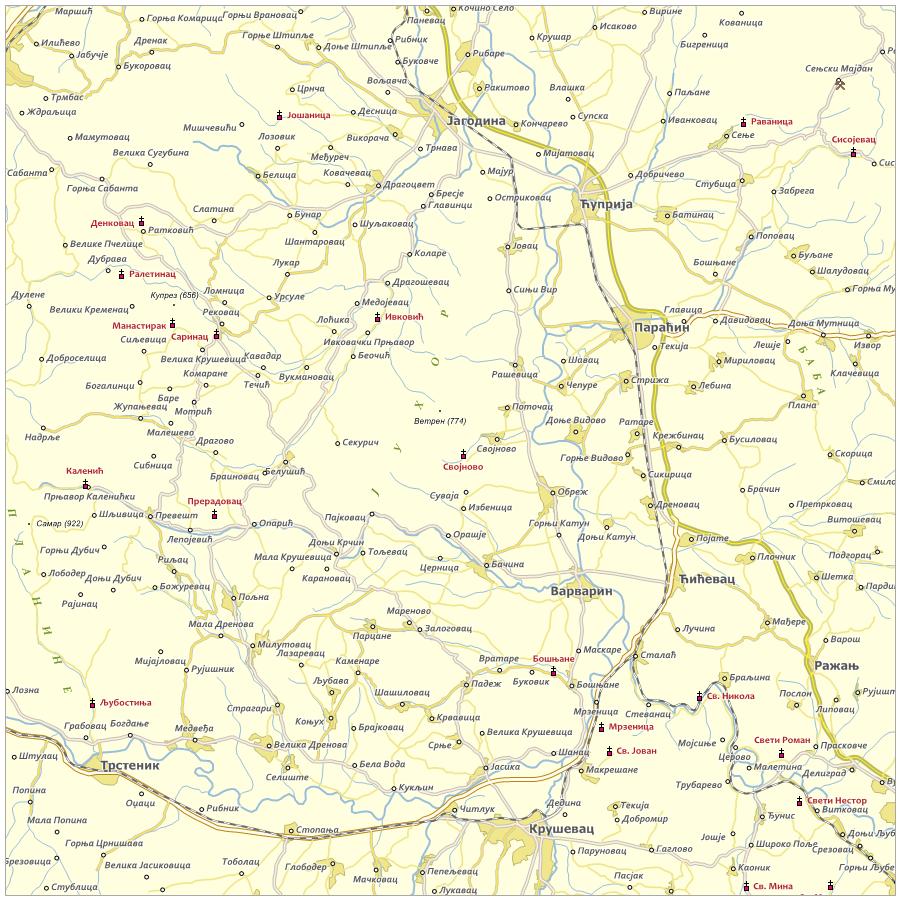 mapa srbije sa manastirima Serbiamap.Net: Mapa manastira u Levču mapa srbije sa manastirima