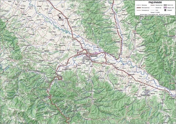 Topographic map of Kraljevo